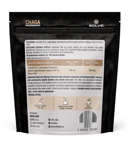 Chaga (Błyskoporek podkorowy) 10:1 Mushroom Powder